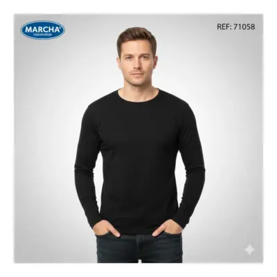 Camiseta Manga Larga Hombre Color Marcha 071058