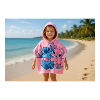 Ez78136 Poncho Playa Microfibra Lilo & Stitch Sun City