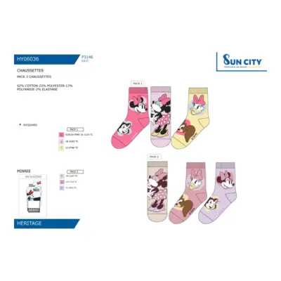 Hy06036 Pack 3 Calcetines Minnie Sun City