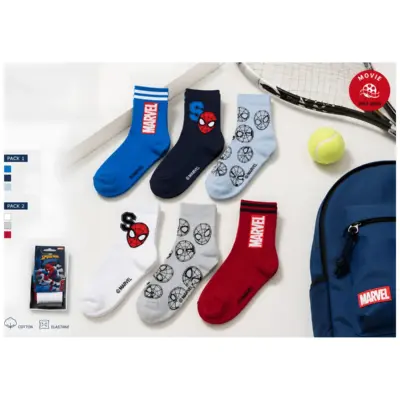 Zh06027 Pack 3 Calcetines Deporte Spiderman Sun City